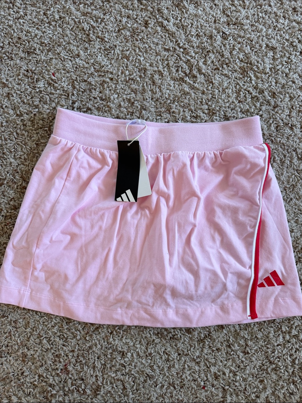 adidas Light Pink Tennis Skort with Red Accents